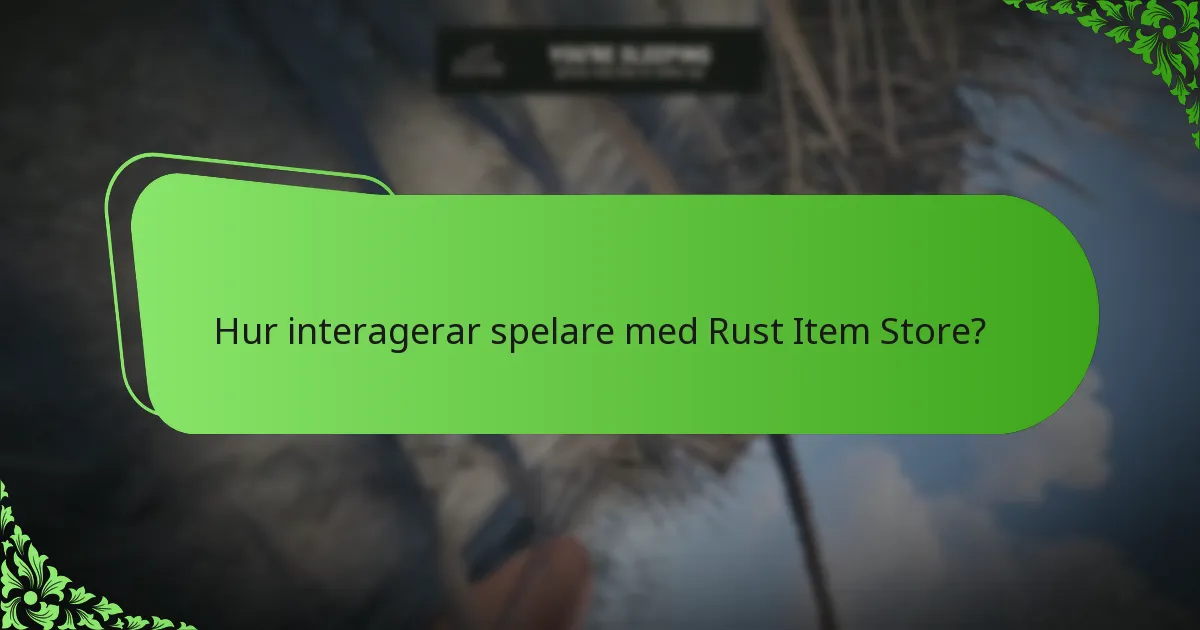 Hur interagerar spelare med Rust Item Store?